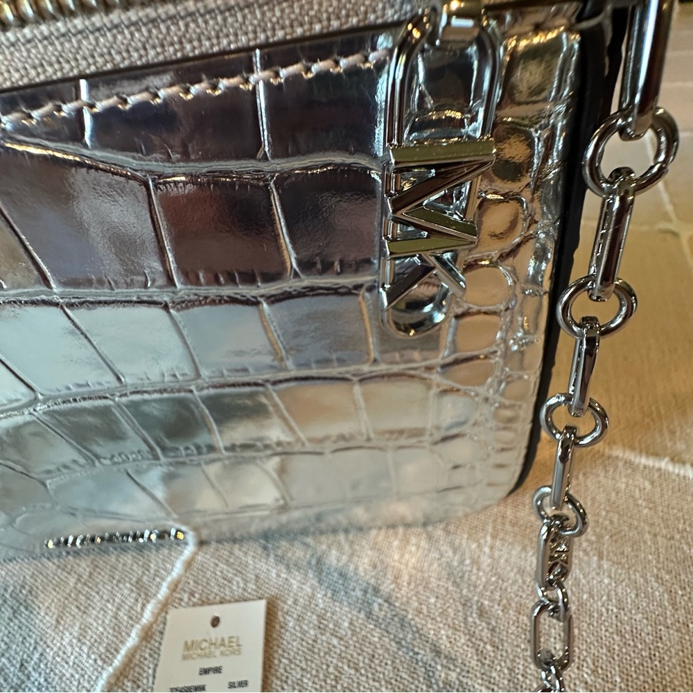 NWT Michael Kors Empire Metallic Crocodile Embossed Leather Chain Link Bag $258 - Picture 6 of 6